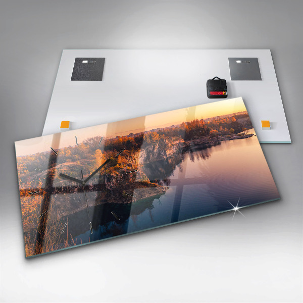 Horizontálne hodiny Krakov, jazero Zakrzówek, jeseň