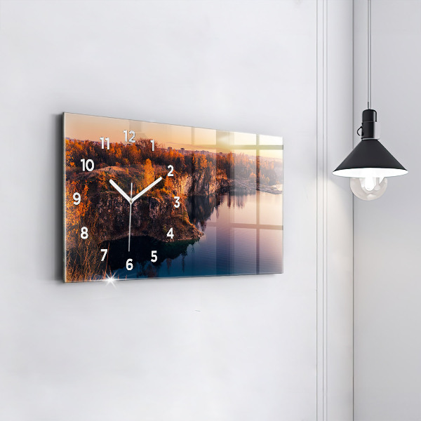 Horizontálne hodiny Krakov, jazero Zakrzówek, jeseň