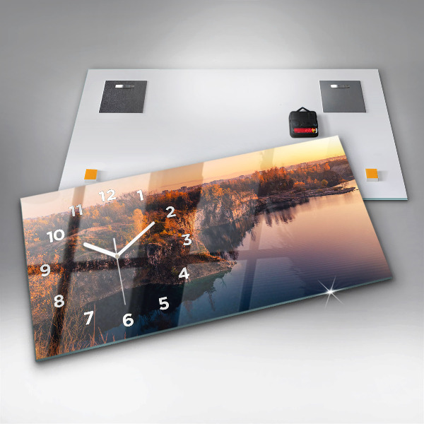 Horizontálne hodiny Krakov, jazero Zakrzówek, jeseň