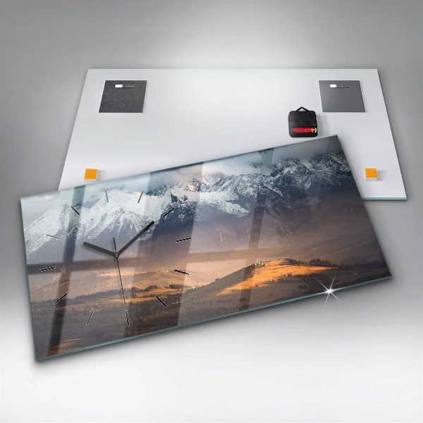 Horizontálne hodiny Tatry v zime horská panoráma