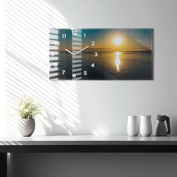 Horizontálne hodiny Krajina pri východe slnka