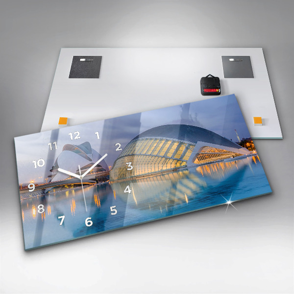 Horizontálne hodiny Západ slnka v meste