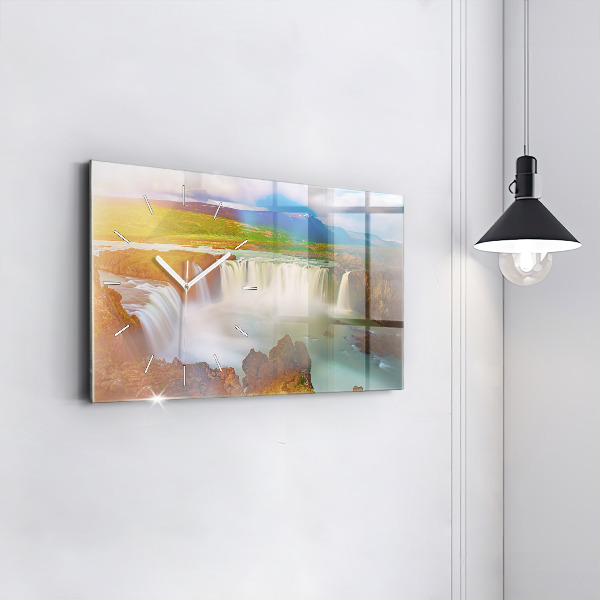 Horizontálne hodiny Godafoss na Islande