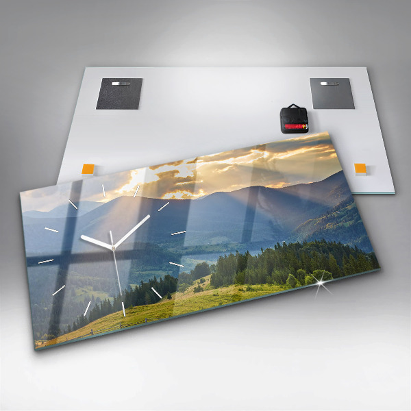 Horizontálne hodiny Krajina s lesmi