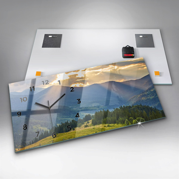 Horizontálne hodiny Krajina s lesmi