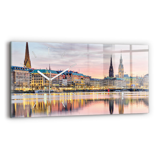 Horizontálne hodiny Alster v Hamburgu
