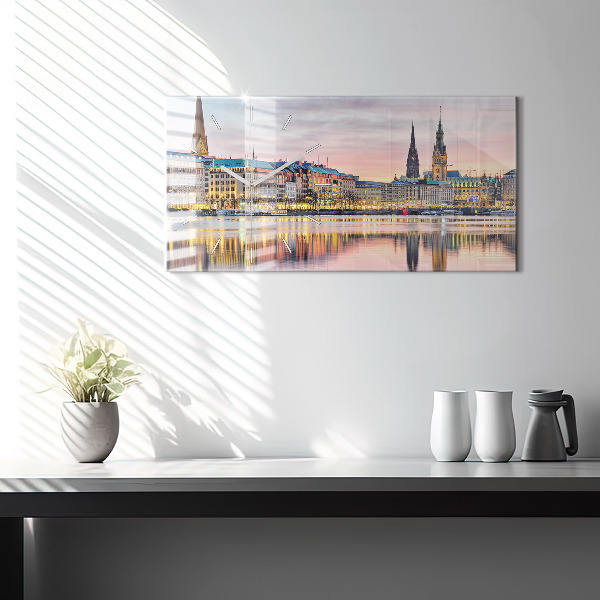 Horizontálne hodiny Alster v Hamburgu