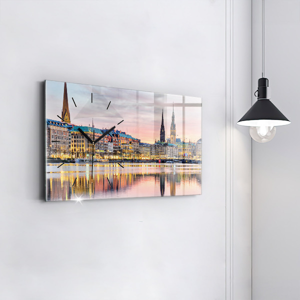 Horizontálne hodiny Alster v Hamburgu