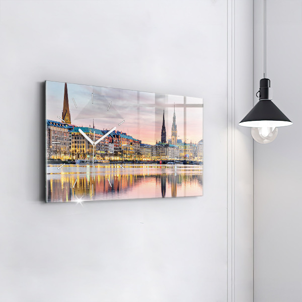 Horizontálne hodiny Alster v Hamburgu