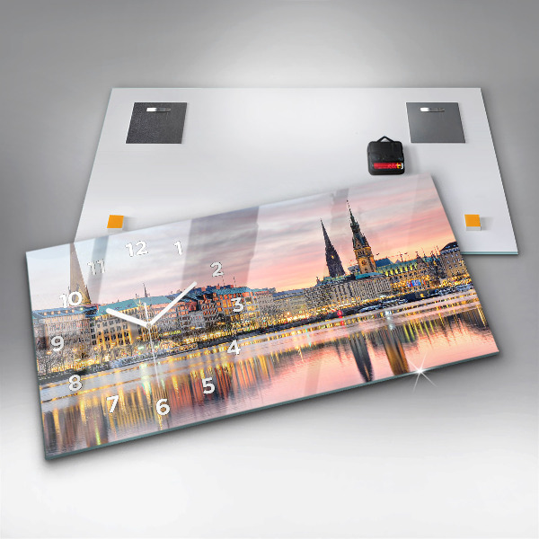 Horizontálne hodiny Alster v Hamburgu