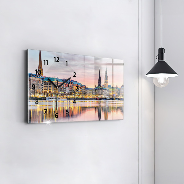 Horizontálne hodiny Alster v Hamburgu