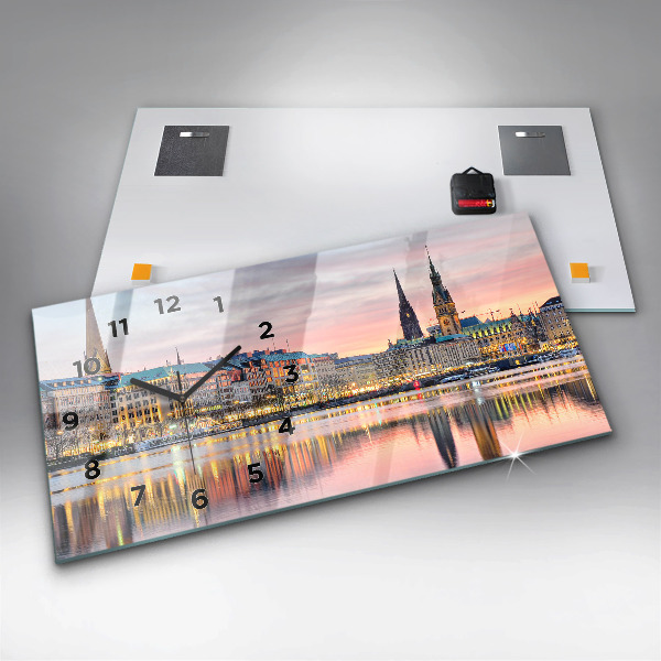 Horizontálne hodiny Alster v Hamburgu