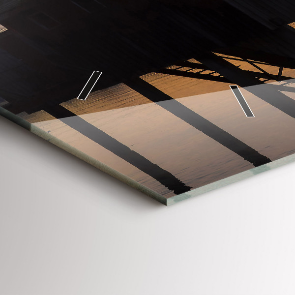 Horizontálne hodiny Západ slnka nad jazerom