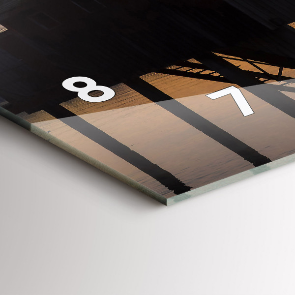 Horizontálne hodiny Západ slnka nad jazerom