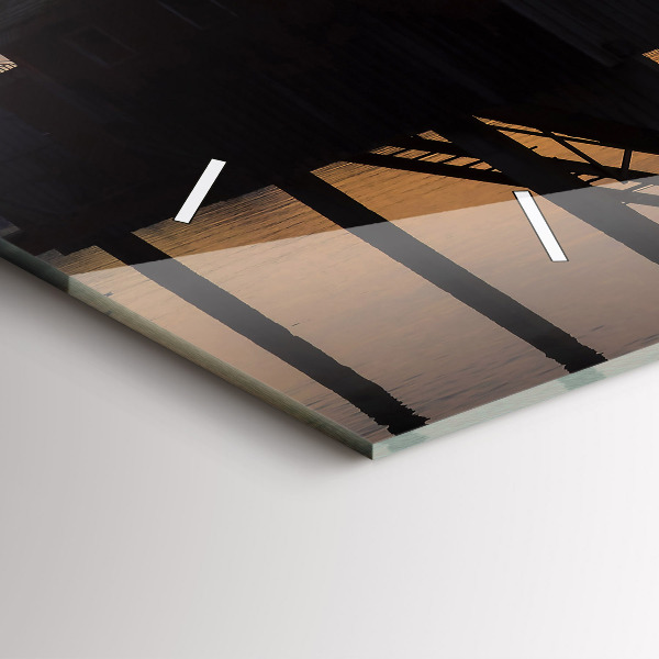 Horizontálne hodiny Západ slnka nad jazerom