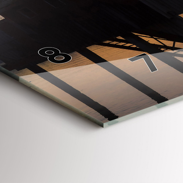 Horizontálne hodiny Západ slnka nad jazerom