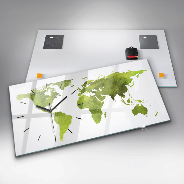 Horizontálne hodiny Akvarelová mapa sveta