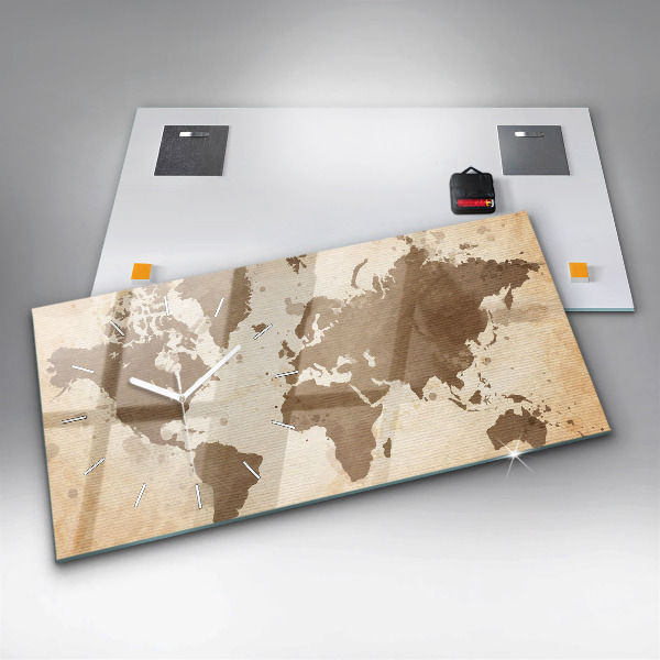 Horizontálne hodiny Maľovaná mapa sveta