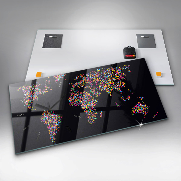 Horizontálne hodiny Mapa sveta s bodkami