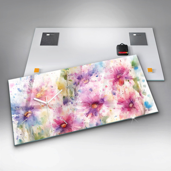 Horizontálne hodiny Maľované kvety