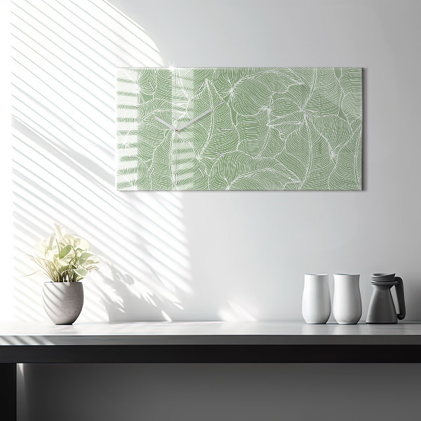 Horizontálne hodiny Listy prírodný vzor
