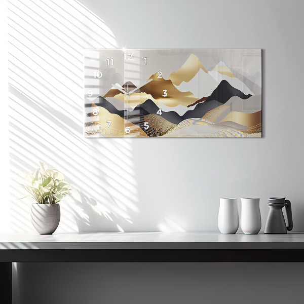 Horizontálne hodiny Abstraktné zlaté hory