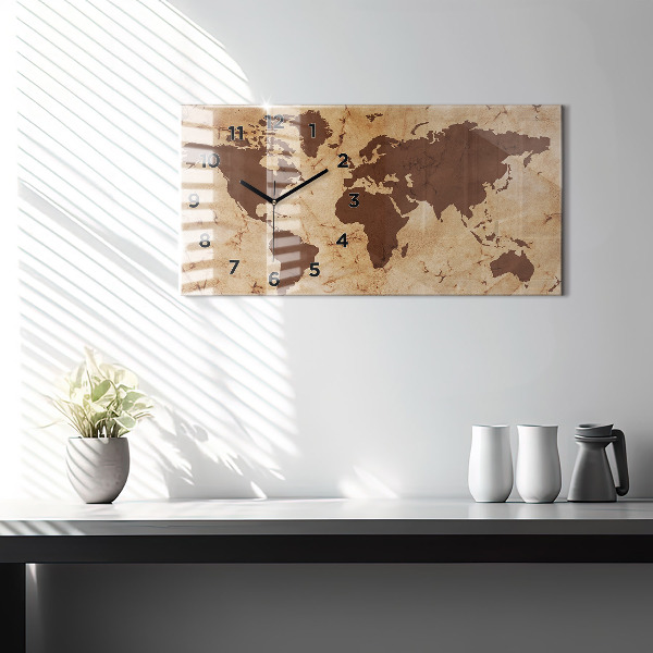 Horizontálne hodiny Vintage mapa sveta