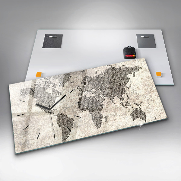Horizontálne hodiny Mapa sveta v novinách