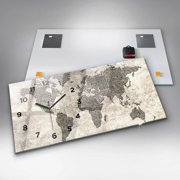 Horizontálne hodiny Mapa sveta v novinách