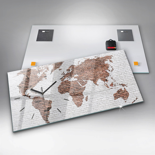 Horizontálne hodiny Tehlová mapa sveta