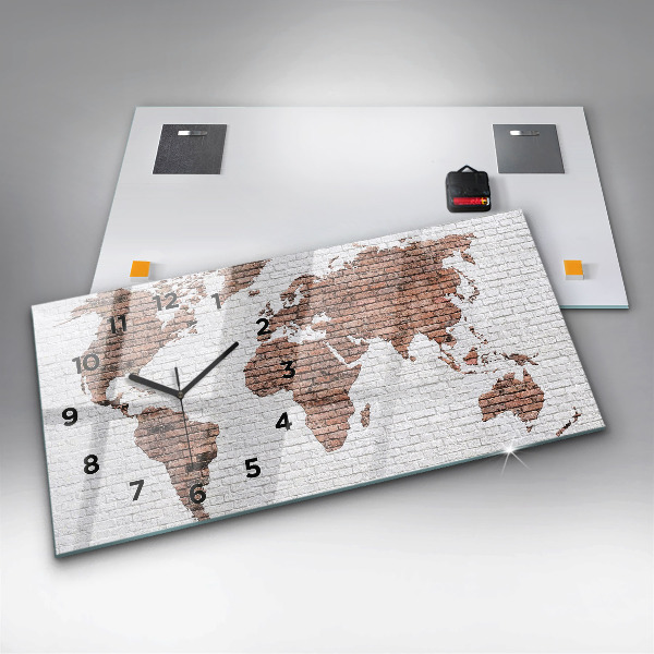 Horizontálne hodiny Tehlová mapa sveta