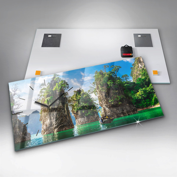 Horizontálne hodiny Jazerné stromy príroda