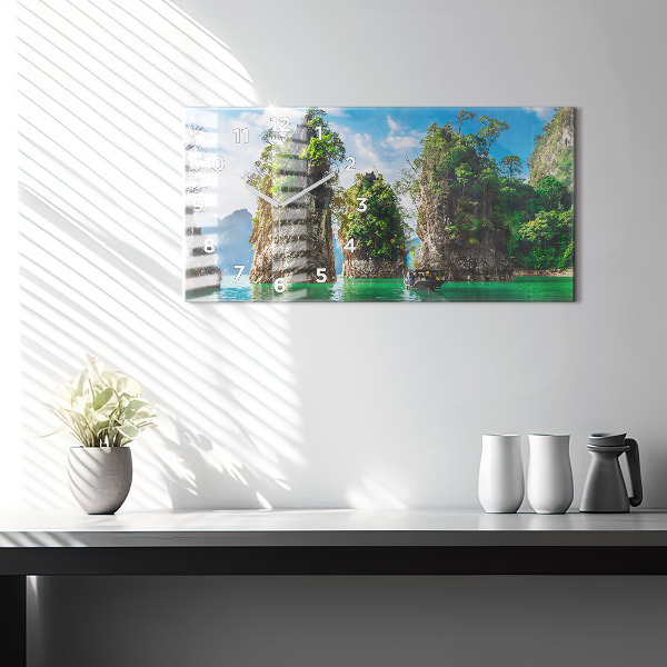 Horizontálne hodiny Jazerné stromy príroda