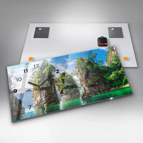 Horizontálne hodiny Jazerné stromy príroda