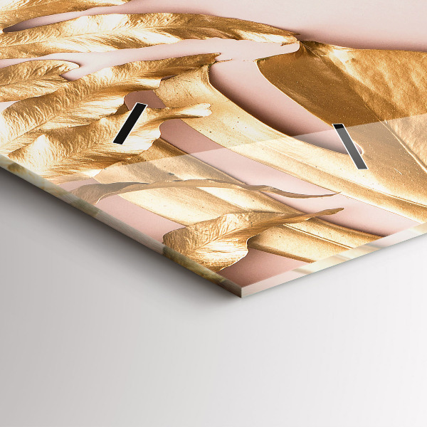 Horizontálne hodiny Zlaté tropické listy