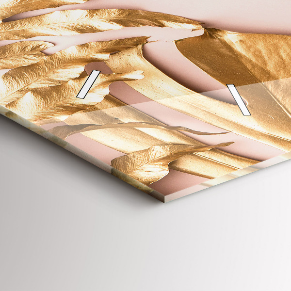 Horizontálne hodiny Zlaté tropické listy