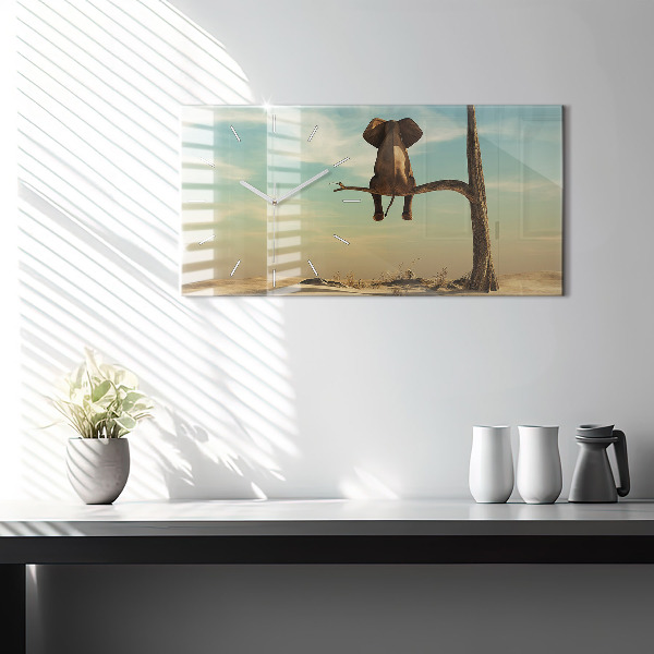 Horizontálne hodiny Slon na strome