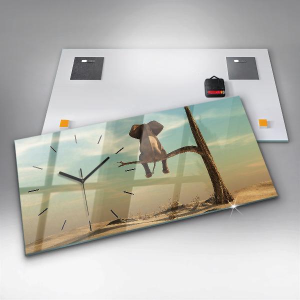 Horizontálne hodiny Slon na strome