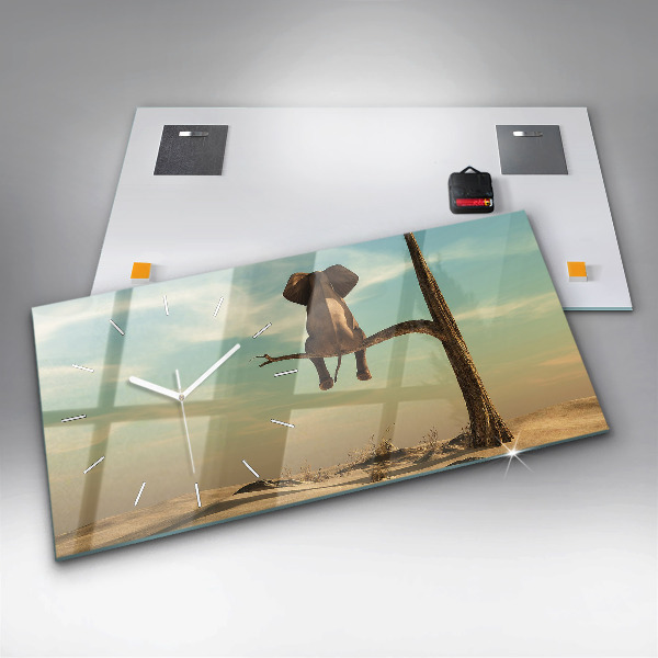 Horizontálne hodiny Slon na strome