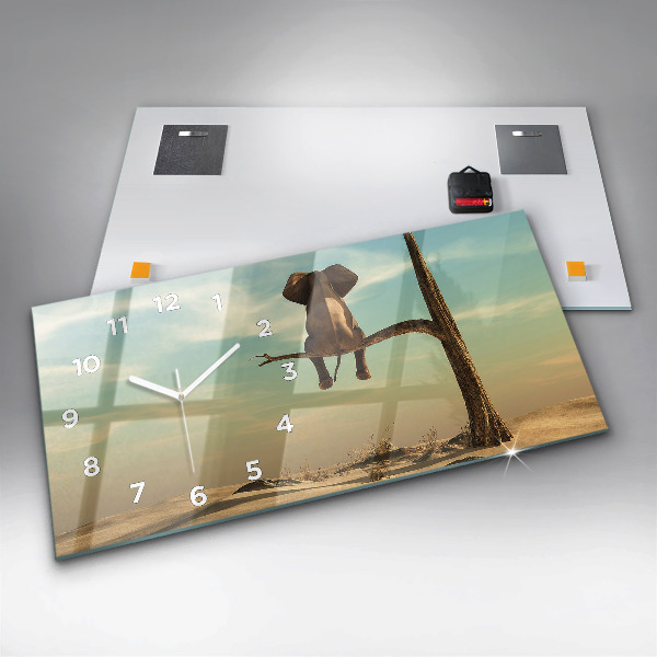 Horizontálne hodiny Slon na strome