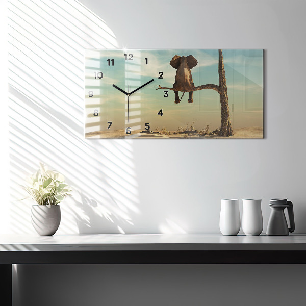 Horizontálne hodiny Slon na strome