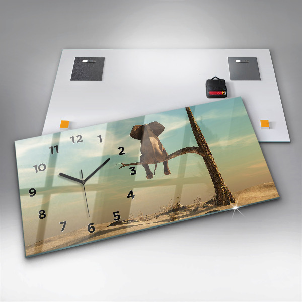 Horizontálne hodiny Slon na strome