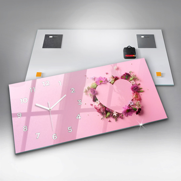 Horizontálne hodiny Srdce vyrobené z kvetov
