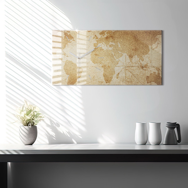 Horizontálne hodiny Vintage mapa sveta