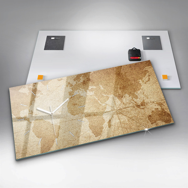 Horizontálne hodiny Vintage mapa sveta