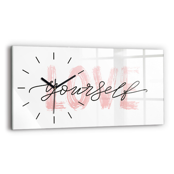 Horizontálne hodiny Nápis miluj sa