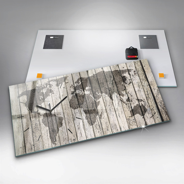 Horizontálne hodiny Palubná mapa sveta