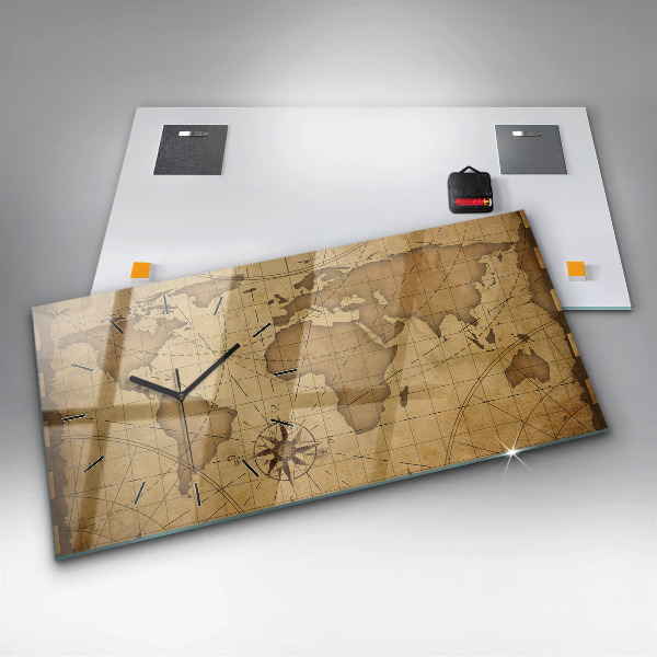 Horizontálne hodiny Vintage mapa sveta