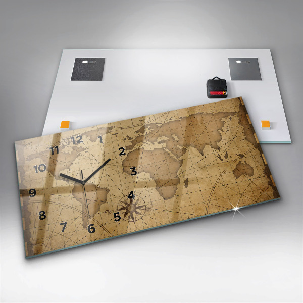 Horizontálne hodiny Vintage mapa sveta