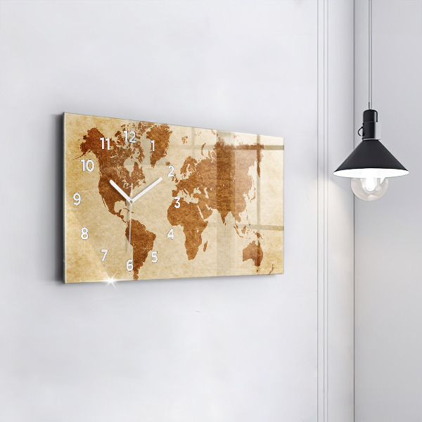 Horizontálne hodiny Mapa sveta v starom štýle